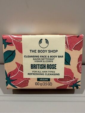 The Body Shop British Rose Cleansing Face & Body Soap Bar 3.5 Oz 100g New